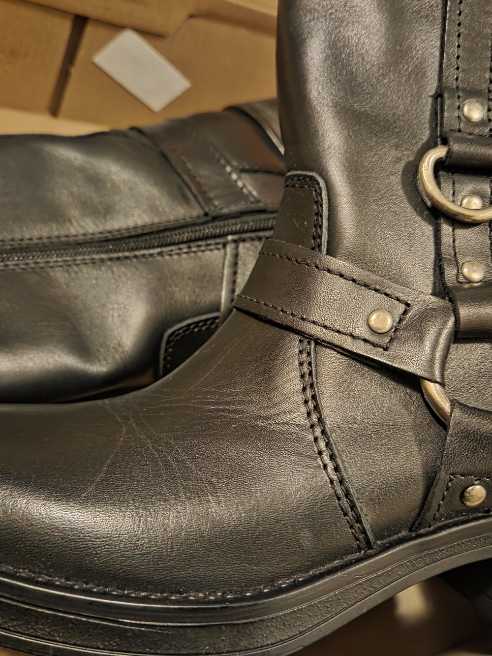 Steve Madden Black Leather Heeled Ankle Boots with Ring Detail